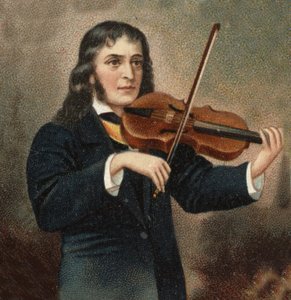 Porträtt av Nicolo Paganini (1782 - 1840), italiensk violinist. av Unknown artist