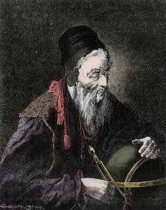 Porträtt av Nostradamus, Michel de Notre Dame (1503-1566) Fransk astrolog och läkare - Gravyr från 1800-talet av Unknown artist