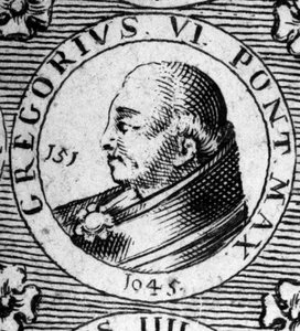 Porträtt av påven Gregoire VI (död 1048). av Unknown artist