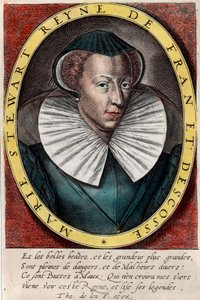 Porträtt av drottning Marie Stuart (1542 - 1587), drottning av Frankrike och Skottland. Gravyr av 1500-talet. Privat samling. av Unknown artist