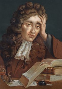 Porträtt av Robert Boyle (1627 - 1691), irländsk fysiker och kemist. baserad på The Science and its Men av Louis Figuier. Barcelona 1881 av Unknown artist