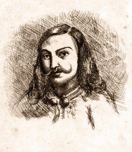 Porträtt av Théophile Gautier. Teckning. 1800-talet. av Unknown artist