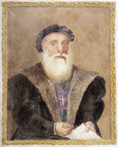 Porträtt av Vasco de Gama - i "" The Life of Prince Henri of Portugal tillnamnet Navigator"" av Richard Henri Major av Unknown artist