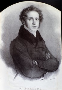 Porträtt av den italienske kompositören Vincenzo Bellini (gravyr. 1800-talet) av Unknown artist