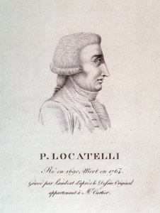 Porträtt av den italienske violinisten och kompositören Pietro Locatelli (1695-1762) Gravyr. 1700-talet. Bologna, medborgarmuseum för musik av Unknown artist