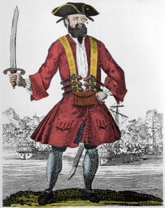 Porträtt av piraten Edward Teach dit Barbenoire (Svartskägg eller Svartskägg av Unknown artist