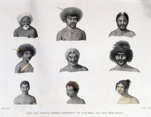 Porträtt av Papua från Rawak Island. av Unknown artist