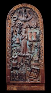 Praise of the Virgin Carved träpanel. Chartres från 1500-talet, Musee des Beaux Arts av Unknown artist