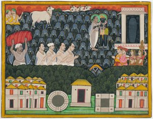 Pratham Milan, Shrinathji uppenbarar sig för Vallabhacharya på berget Govardhan av Unknown artist