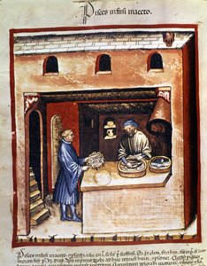 Beredning av havsfisk i vinäger. Belysning från mjölkning av medicin och diet "" Tacuinum sanitatis"" av Unknown artist