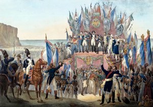 Presentation av hederslegionen av Napoleon Bonaparte i Terlincthum-dalen i Boulogne (16 augusti 1804) Gravyr - Paris, musee de l