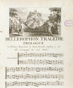Prolog till "" Bellerophon "" Lyrique-tragedi i fem akter med en prolog av Jean Baptiste Lully (Giovanni Battista Lulli) (Jean-Baptiste) (1632-1687). 1714. av Unknown artist