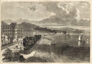 Promenade des Anglais i Nice 1866 - Promenade des Anglais 1866 - gravyr av Unknown artist