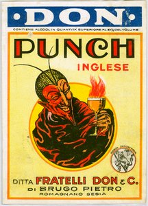 Punch engelsk alkoholreklam med en djävul (kromolitografi) av Unknown artist