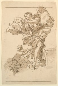 Putti och Winged Figure av Unknown artist