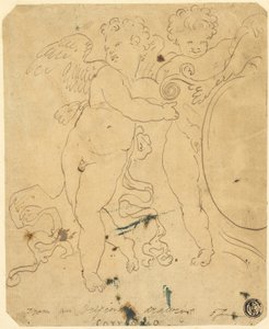 Putti med sköld av Unknown artist