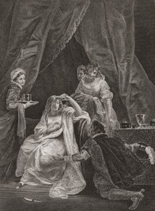 Drottning Elizabeth I och earlen av Sussex. (tryck) av Unknown artist