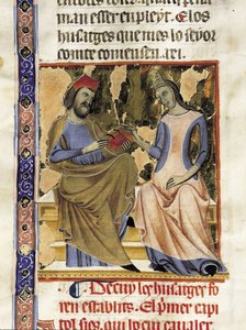 Raimond Berenger I av Barcelona (1023-1076) och hans hustru Almodis (Adalmode) av Marche (miniatyr) av Unknown artist