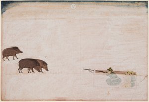 Raja Ram Chand av Amber (f. 1667–88) Jagar vildsvin av Unknown artist