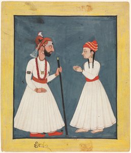 Raja Shamsher Sen med en ungdom av Unknown artist