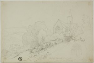 Rattery Church, East End och det nya Vicarage House av Unknown artist