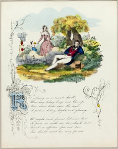 Liggande på en rosenskimrande knöl (valentine) av Unknown artist