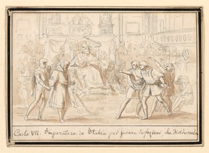 Försoning av fiender i Italien av kejsar Henrik VII av Unknown artist