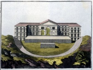 Rekonstruktion av den grekiska teatern i Bachus i Aten. - i "" Le costume ancien et moderne""" av Ferrario, ed. Milano av Unknown artist
