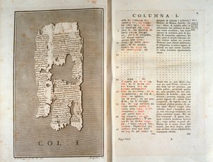Reproduktion av papyrusen av Herculanum av Philodema av Gadara (1793) av Unknown artist