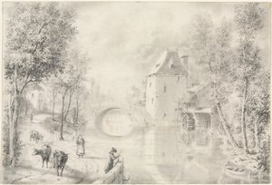 Vägen vid Gamla bron av Unknown artist