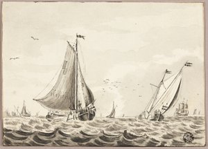 Segelbåtar på havet av Unknown artist