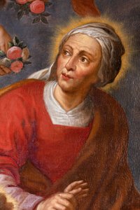 Saint Anne, Our Lady and Jesus Child, altarduk i norra sidoaltare av Unknown artist