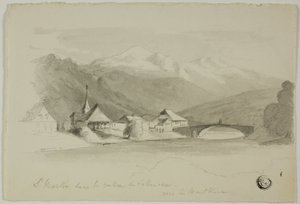 Saint Martin, i Sallenchedalen, blickar mot Mont Blanc av Unknown artist