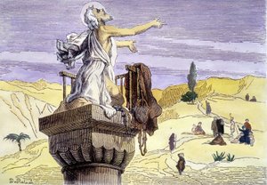 Saint Simeon stiliten predikar på en kolumn. av Unknown artist