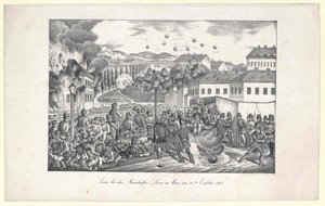 Scen vid Mariahilf-linjen till Wien av Unknown artist