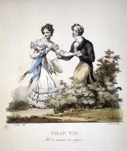Scen av artig kärlek mellan två unga män. v. 1820. av Unknown artist