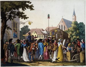 Scen för promenader på 1700-talet - gravyr av Unknown artist