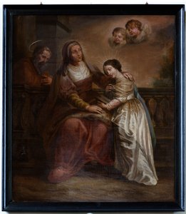Schilderij, "Maria och hennes föräldrar" av Unknown artist