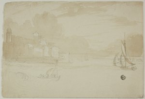 Havshamn med fiskebåtar av Unknown artist