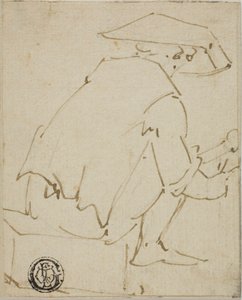 Sittande man sedd bakifrån av Unknown artist
