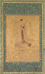 Seated Scholar, Border Fragment från Teheran/Berlin-albumet av Unknown artist