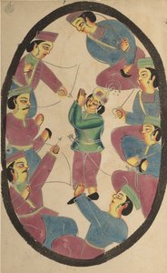 Sju hjältar eller krigare som dödar Abhimanya, Arjunas son av Unknown artist