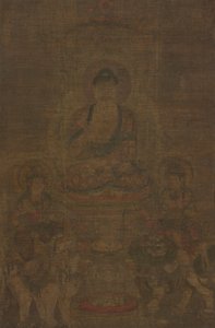 Shakyamuni Triad: Buddha Attened av Manjushri och Samantabhadra av Unknown artist