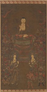 Shakyamuni med de sexton välvilliga gudarna av Unknown artist