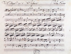 Notblad för första fiolen i symfoni nr. 7, av Mozart av Unknown artist