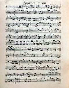 Notblad för violin av symfoni nr. 3 av Christian Cannabich av Unknown artist