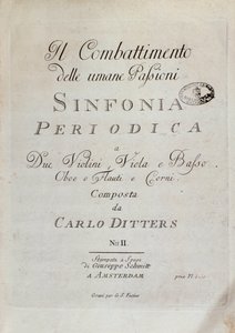 Notblad för Periodic Symphony (The Combat of Human Passions) av Karl Ditters von Dittersdorf av Unknown artist