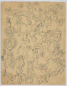 Ark med putti och studier efter antiken av Unknown artist