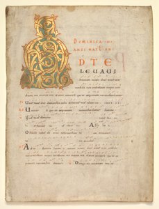 Enstaka blad utskuret från en gradvis och sakramentär: Initial A[d te lavavi] av Unknown artist