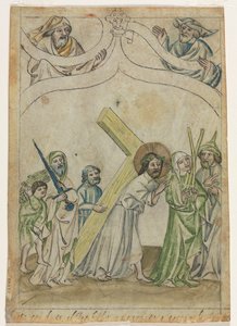 Single Leaf from a "Biblia Pauperum": Christ Carrying the Cross (verso) av Unknown artist